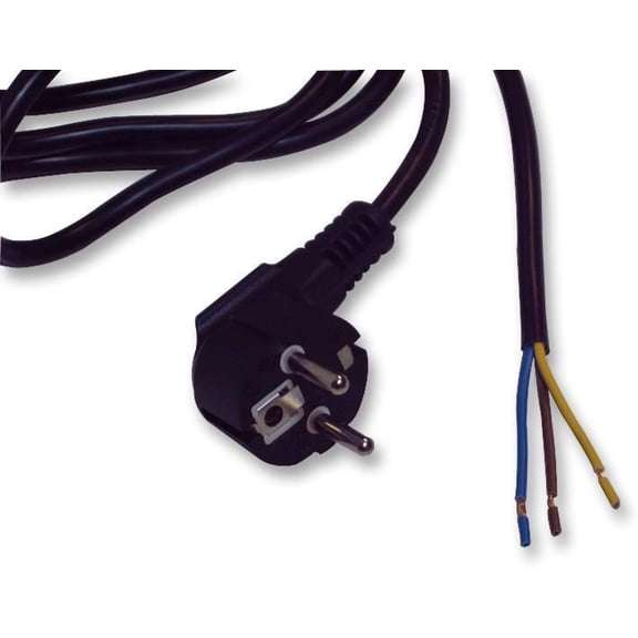 PRO ELEC - 10A Schuko to Bare Ends Mains Lead, Black, 2.0m