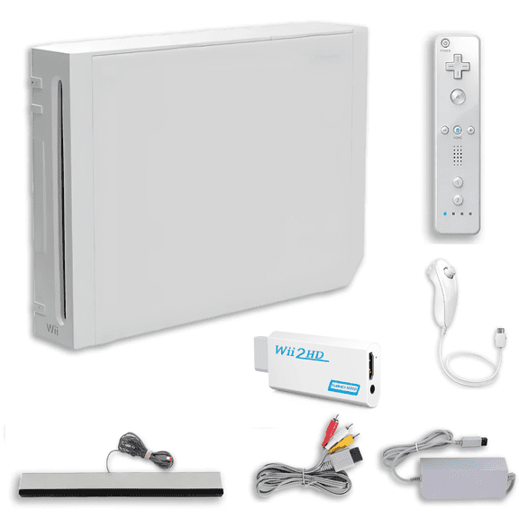 Restored Nintendo Wii Game Console White - Retrofam Remote - Wii HDMI Adapter