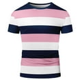 thumbnail image 3 of Kaemgyyd Men's Athletic Workout T-Shirt Breathable Short Sleeve Crew Neck Running Tee Fashion Striped Streetwear Casual Tops, 3 of 3