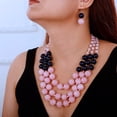 thumbnail image 3 of 3-layered Crystal Beads Cluster Necklace with Earrings 20s Flapper Necklace Accessories Fashion Costume Accessories for Women (Pink), 3 of 6