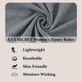 thumbnail image 6 of EA'S SECRET Women's Lightweight 100% Cotton Mid-Length Robe Zip Front Bathrobe 3/4 Sleeve Spa Kimono Robe Bridesmaid Bride Party Robes Sleepwear Bath Robes with Pockets(Dark Gray,L), 6 of 7