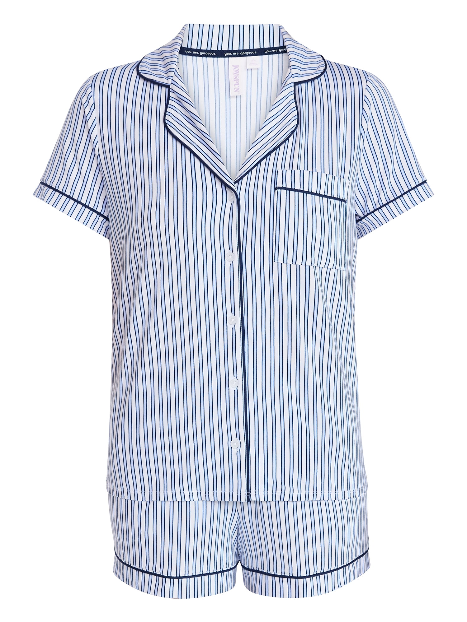 Joyspun Women's Dreamy Soft Collection Notch Collar Top and Shorts Pajama Set, 2-Piece, Sizes XS-3X