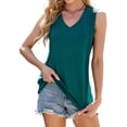 thumbnail image 2 of Women'S Sleeveless Tops Summer V Neck Loose Tank Tops, Vest Style T Shirts for Women Dark Green M, 2 of 9