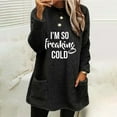 thumbnail image 2 of Holiday Usmixi Womens Plush Sweatshirt Winter Womens Fleece Sweater Long Sleeve Crewneck Cozy Soft Plush Sweatshirt Fashion Letter Print Loose Thickened Pullover Tops with Pocket Big Saving, 2 of 4