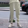 thumbnail image 2 of Dpytoraw Men Solid Color Jacquard Drawstring Casual Pants European And Autumn Loose Business Comfortable Trendy Pants Khaki, 2 of 5