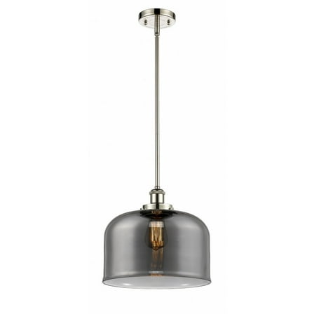 916-1S-PN-G73-L-Innovations Lighting-Bell - 1 Light Stem Hung Mini Pendant In Industrial Style-10 Inches Tall and 12 Inches Wide-Polished Nickel