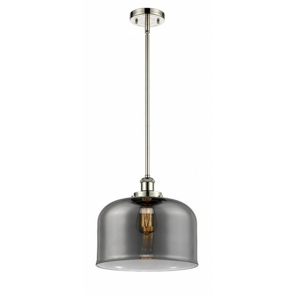 916-1S-PN-G73-L-Innovations Lighting-Bell - 1 Light Stem Hung Mini Pendant In Industrial Style-10 Inches Tall and 12 Inches Wide-Polished Nickel