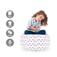 thumbnail image 2 of Floral Storage Toy Bag Chair, Repetitive Minimalist Flowery Ornaments in Monochrome Style on Plain Background, Stuffed Animal Organizer Washable Bag, Large Size, Mauve and White, by Ambesonne, 2 of 3
