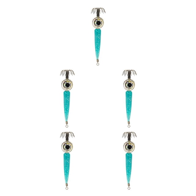 Toystoory Cebo para camarones, señuelo de calamar, accesorio subacuático con anzuelo afilado, aparejos de pesca, azul Azul 5Conjunto