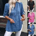 thumbnail image 4 of UYISJ Women's V Neck Button Down Babydoll Tops Rolled Up Long Sleeve Polka Dot T Shirts Elegant Dressy Ruffle Peplum Tunic Blouse M, 4 of 4