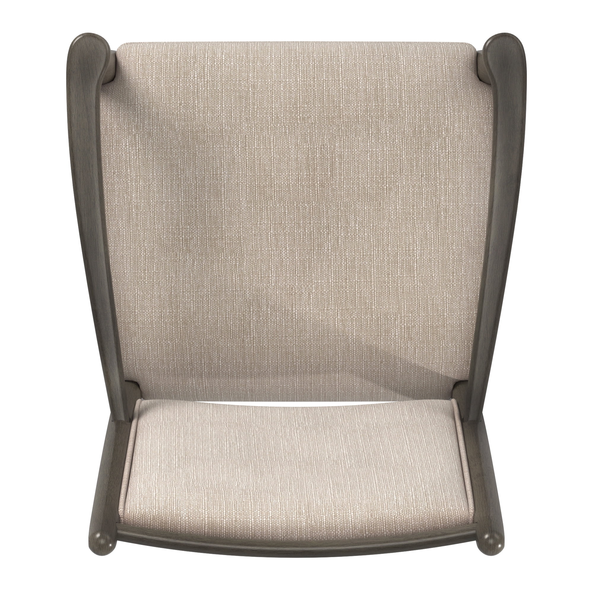 Weston Home Alta Wood Finish Beige Fabric Arm Chair, Set of 2, Gray