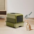 thumbnail image 6 of Bvdfgk Fully Enclosed Cat Litter Tray Bedpan with Front Door Hooded Cat Litter Box with Green Olive Color, 6 of 9
