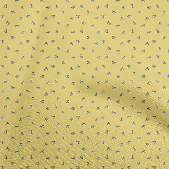 oneOone Georgette Viscose Medium Yellow Fabric Bird Sewing Material Print Fabric By The Yard 42 Inch Wide