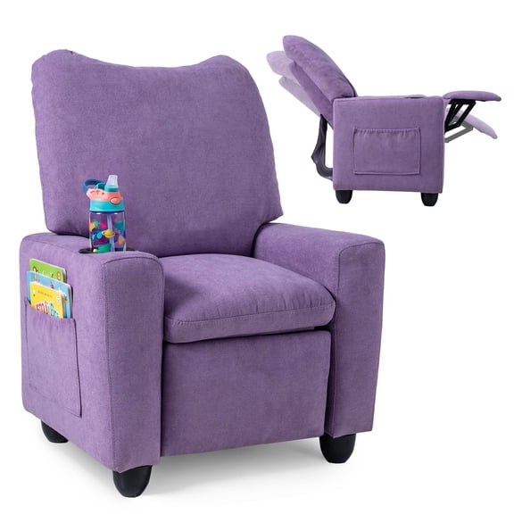 Infans Kids Recliner w/Adjustable Backrest Footrest Cup Holder Side Pockets for Ages 3