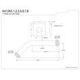 thumbnail image 2 of Kingston Brass K412K1 Claremont 7-Inch Shower Arm with Square Flange, Polished Chrome, 2 of 2