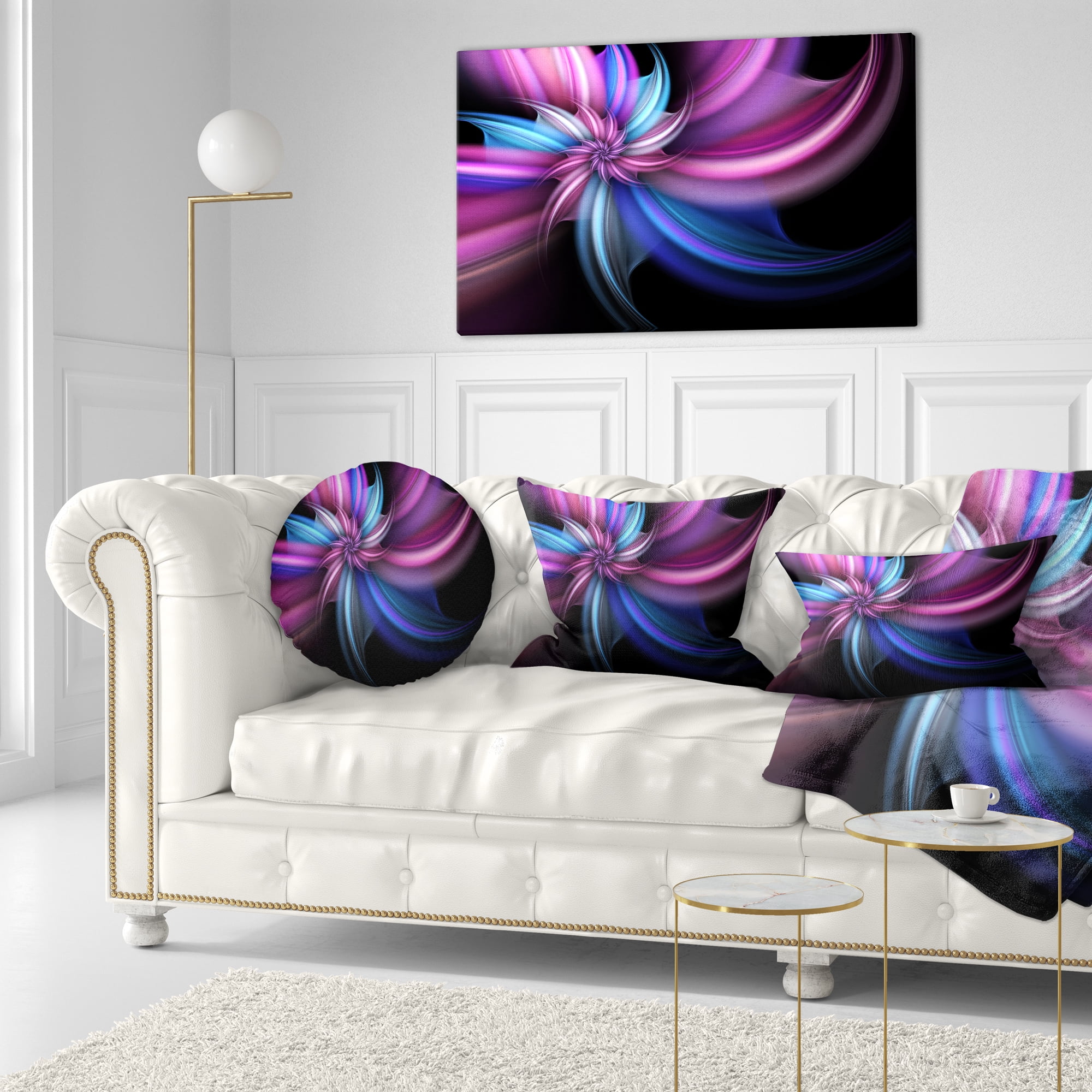 Designart 12" x 20" Blue Polyester Throw Pillow