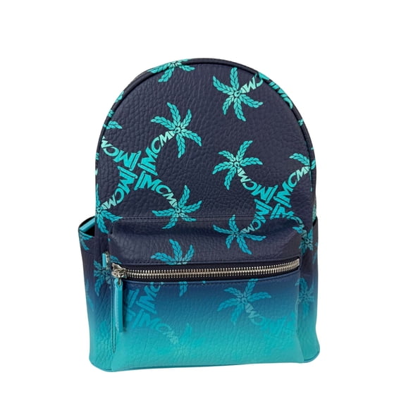 Pre-Owned MCM Stark Ceramic Blue Gradation Palm Canvas Backpack