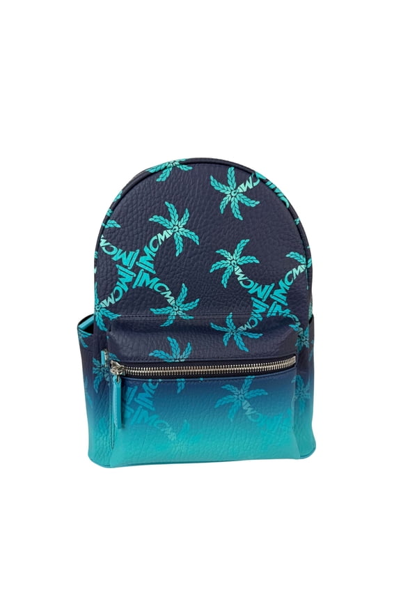 Pre-Owned MCM Stark Ceramic Blue Gradation Palm Canvas Backpack
