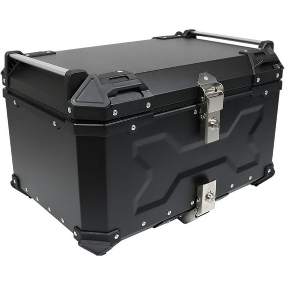 LABLT 45L-X Black Motorcycle Tail Box Top Case, Aluminum Alloy Motorcycle Top Case Tail Box with Wide Space & Cool Appearance Motorcycle Trunk Tour Tail Box Secure & Durable