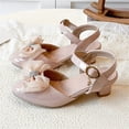 thumbnail image 2 of Viluyesy Girls Rhinestone Bow Sandals Kids Summer Princess Dress Shoes Mid Heel Performance Party Wedding 4.5-12.5Y Pink Size 1.5 M, 2 of 7
