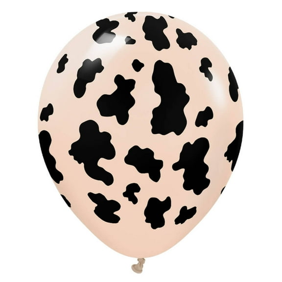 12 inch Kalisan Safari Cow - Blush W/ Black Ink Latex Balloons (25 Pack) - Party Supplies Decorations