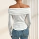 thumbnail image 5 of Blusa Mangas Largas Camiseta básica de manga larga para mujer, camisa informal para salir Ygjytge Blanco T M para Mujer, 5 of 5