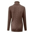 thumbnail image 5 of TTUHYWXI Womens' Turtleneck Long Sleeve Cable Knit Sweaters (Brown, XL), 5 of 5