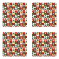 thumbnail image 1 of Christmas Coaster Set of 4, Xmas Theme Santa Claus Surprise Boxes Cones Jingle Bells Tree Ornaments in Boxes, Square Hardboard Gloss Coasters, Standard Size, Multicolor, by Ambesonne, 1 of 2