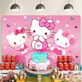 thumbnail image 3 of hello Anime Kitty Happy Birthday Anime Cartoon Theme Backdrops Banner Birthday Party Decor Supplies,5.9x3.6ft, 3 of 3