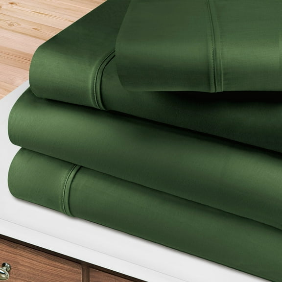 400-Thread Count 100% Egyptian Cotton Lightweight Solid Sheet Set with Deep Pockets Hunter Green / Twin XL