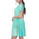 thumbnail image 2 of Balery Cyan Mint Marble Vestidos sueltos de manga corta para mujer, vestidos de verano 2025, vestidos casuales de corte A con vuelo., 2 of 6