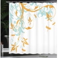 thumbnail image 3 of Ambesonne Dragonfly Shower Curtain, Swirling Floral Damask, 69"Wx75"L, Marigold Seafoam, 3 of 4