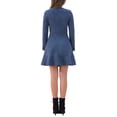 thumbnail image 3 of Vestido elegante de manga larga con volantes de ante sintético para mujer INSPIRE CHIC, cuello redondo, talla XL, azul oscuro, 3 of 6
