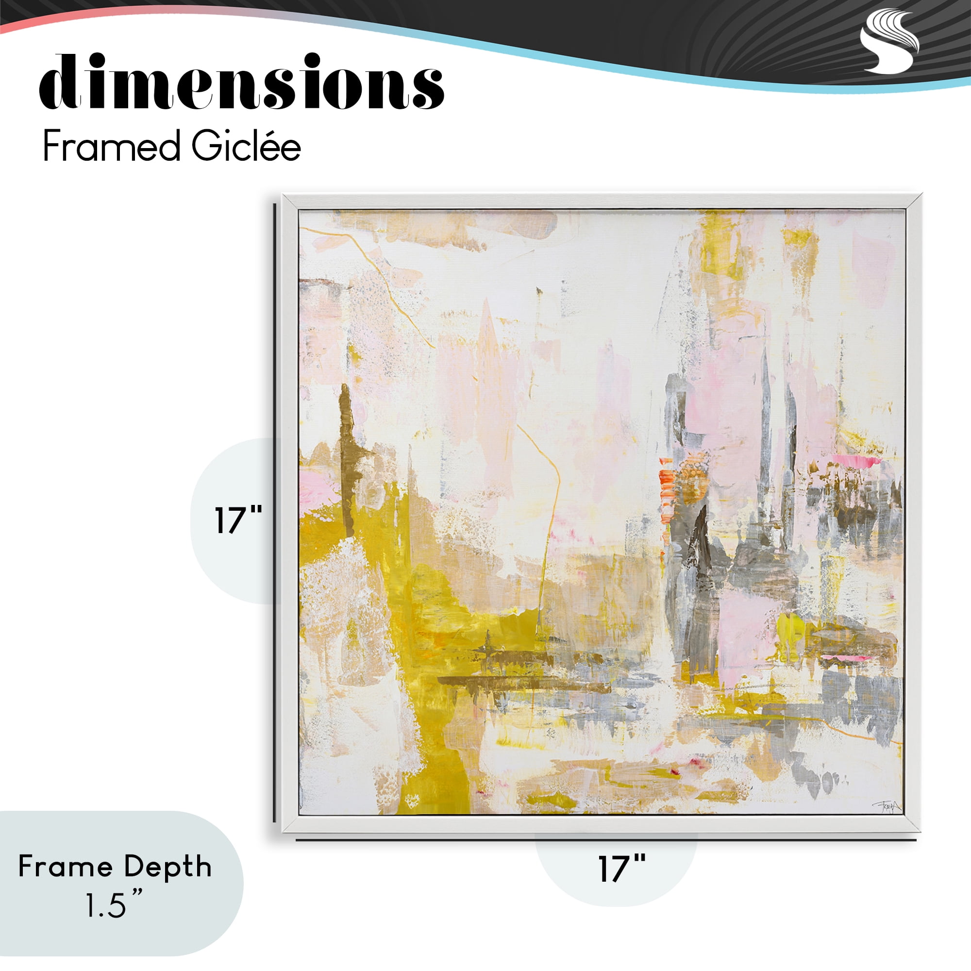 Stupell Industries New Age Yellow Abstract White Framed Giclee Art, design by Design Fabrikken