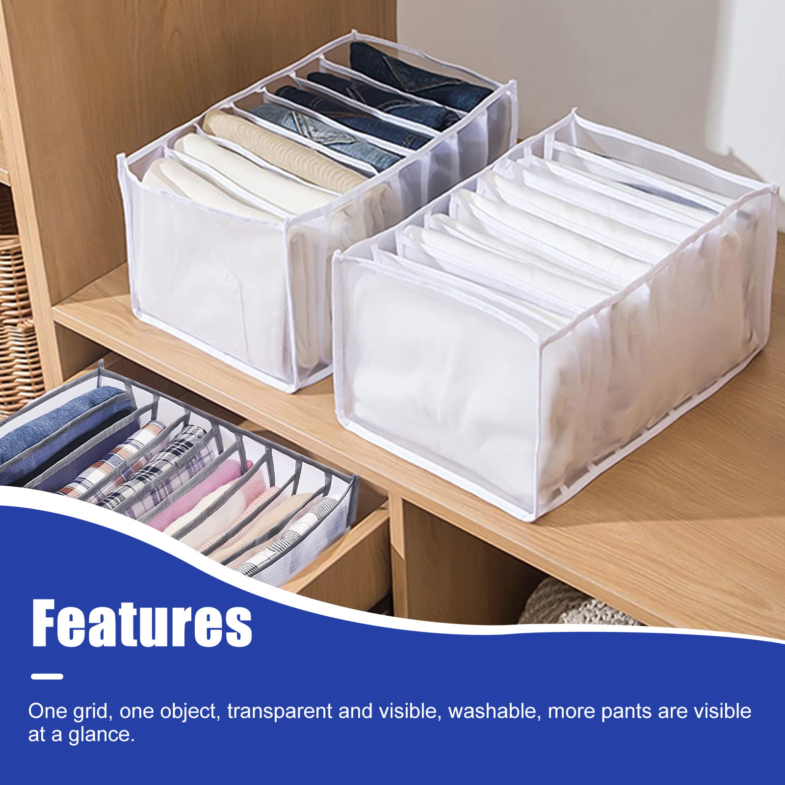 NIBESSER Pack of 2 Drawer Boxes, Jeans Trousers, Storage Boxes, Stackable  Organiser System, Wardrobe, Wardrobe, Drawers Organiser, 32 x 27 x 17 cm x  9 Compartments : NIBESSER: Amazon.de: Home & Kitchen