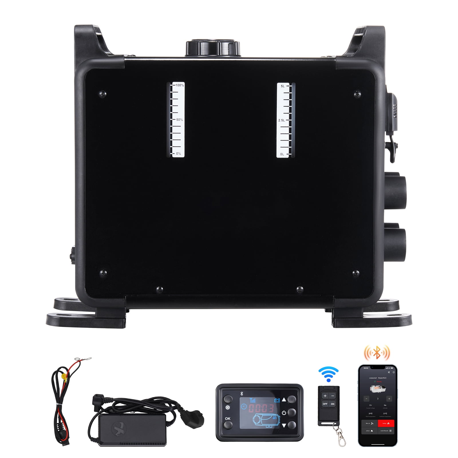 KFFKFF 8KW Diesel Furnace, Universal 12V/24V Diesel Heat System, Bluetooth App Management, Remote Access and Visual Display, CO Alert, Rapid Warming Vertical Mobile Diesel Furnace for Automobiles