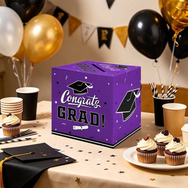 congrats grad card box Graduation Hunter green card box for a graduation party. Congrats Grad Card Box for