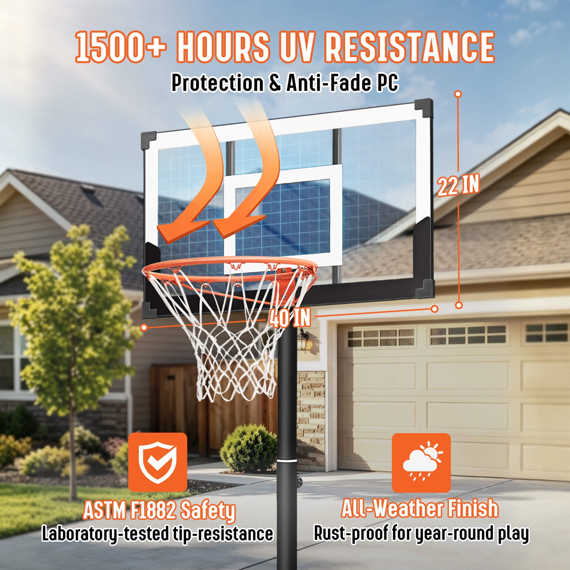 SERAY Adjustable Basketball Hoop for Kids, Teens & Adults, 3.3 to 10 feet Height, 40 inch Backboard, Portable with 2 Wheels, Indoor/Outdoor Use