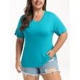 thumbnail image 2 of DreamFish Women's Plus Size Tops V Neck T Shirts Summer Short Sleeve Oversized Tees Casual Loose Fit Tunic, 2 of 5