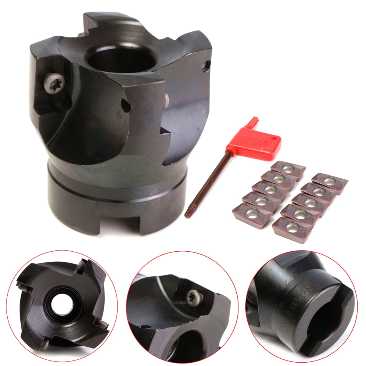 Drillpro 1PC 4Flute 400R50mm22 Face End Mill Flat Cutter +10pcs