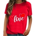 thumbnail image 1 of WEAIXIMIUNG Womens T Shirts Fitted V Neck Valentine's Day Short Sleeved Spring Summer All Printed Pattern Loose Crewneck Top T Shirt, 1 of 3