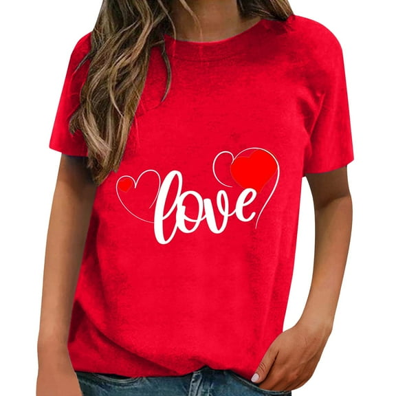 TRUBKH Love Shirts for Women's Valentine Tops Blouses for Women Valentine Tshirt Women's Blouse Valentines Top Women Womens Tshirts Red 2xl