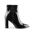 thumbnail image 3 of BLISSFUL STEP Women's Ankle Boots Faux Leather Chunky Heel Pointed Toe Side Zip Booties Black 6, 3 of 7