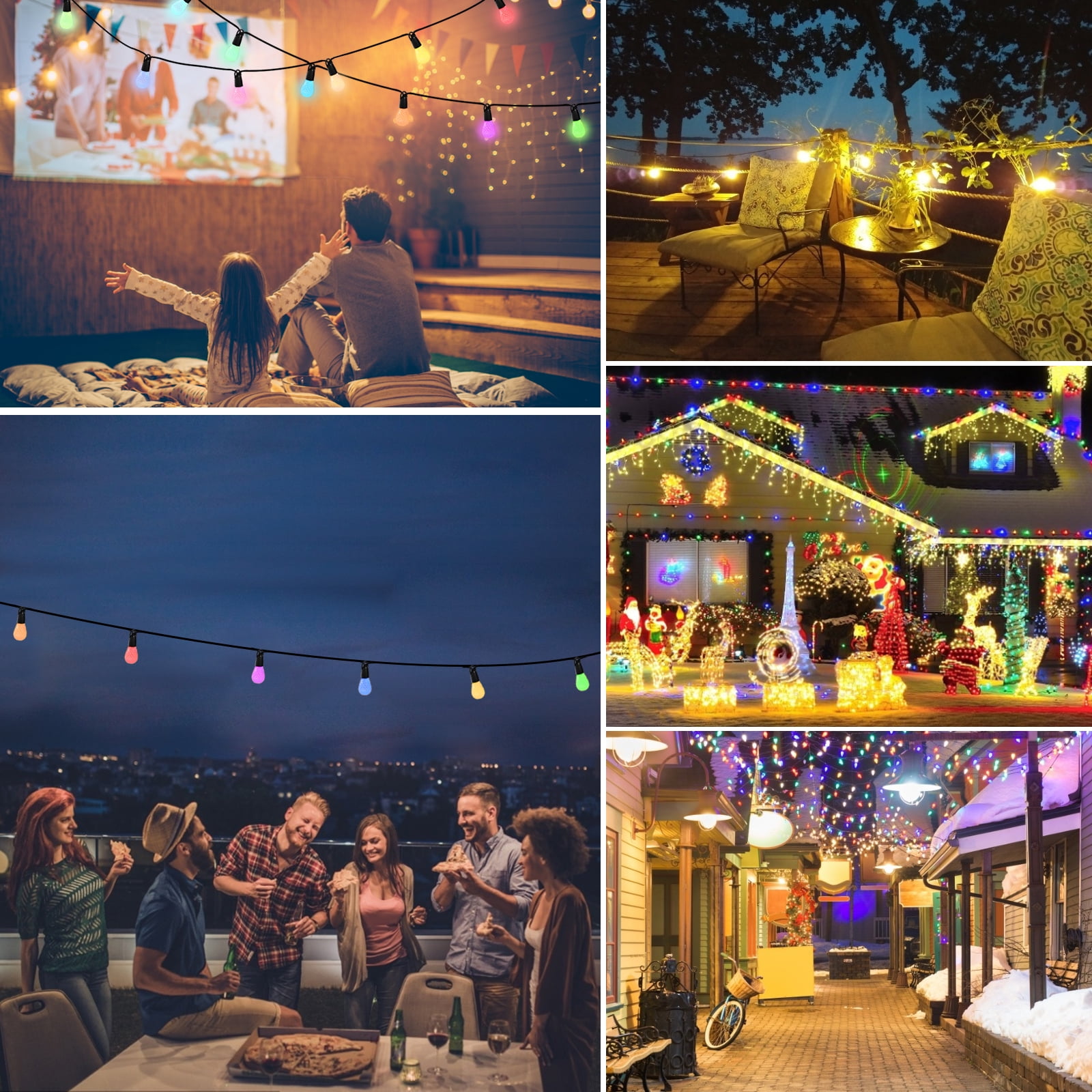 50 Ft Outdoor LED String Lights with Remote Control, Multicolor