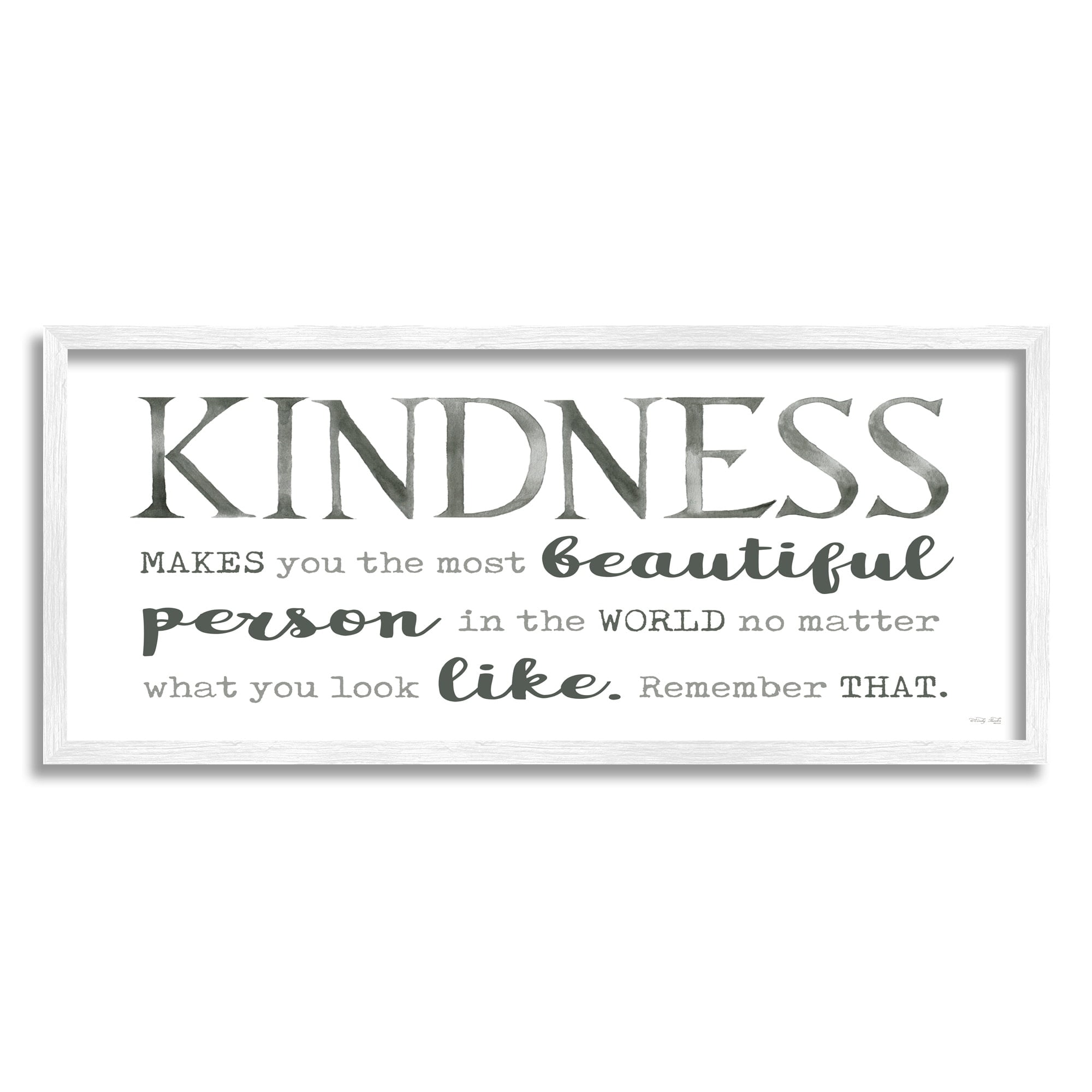 Stupell Industries Kindness Is Beautiful Inspirational Self Love Typography Phrase Graphic Art White Framed Art Print Wall Art, Design by Cindy Jacobs