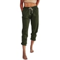thumbnail image 2 of safuny Women's Jogger Cuff Pants Clearance Solid Comfy Trousers Retro Clothing Summer Elastic Waist Casual Loose Drawstring Fashion Army Green L, 2 of 8
