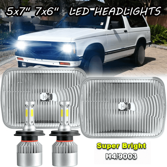 2PCS 7X6" 5X7" LED Headlights Kit Hi-Lo Beam For 82-93 Chevy S10 Blazer GMC S15