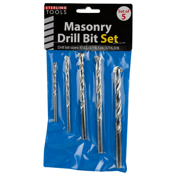 5 Pack Masonry Drill Bits Set for Brick, Concrete, Stone, Tile, Marble, Includes 5/32, 3/16, 1/4, 5/16, 3/8 in Bits, Milled Flutes for Fast, Accurate Drilling, For Home, Professional Use