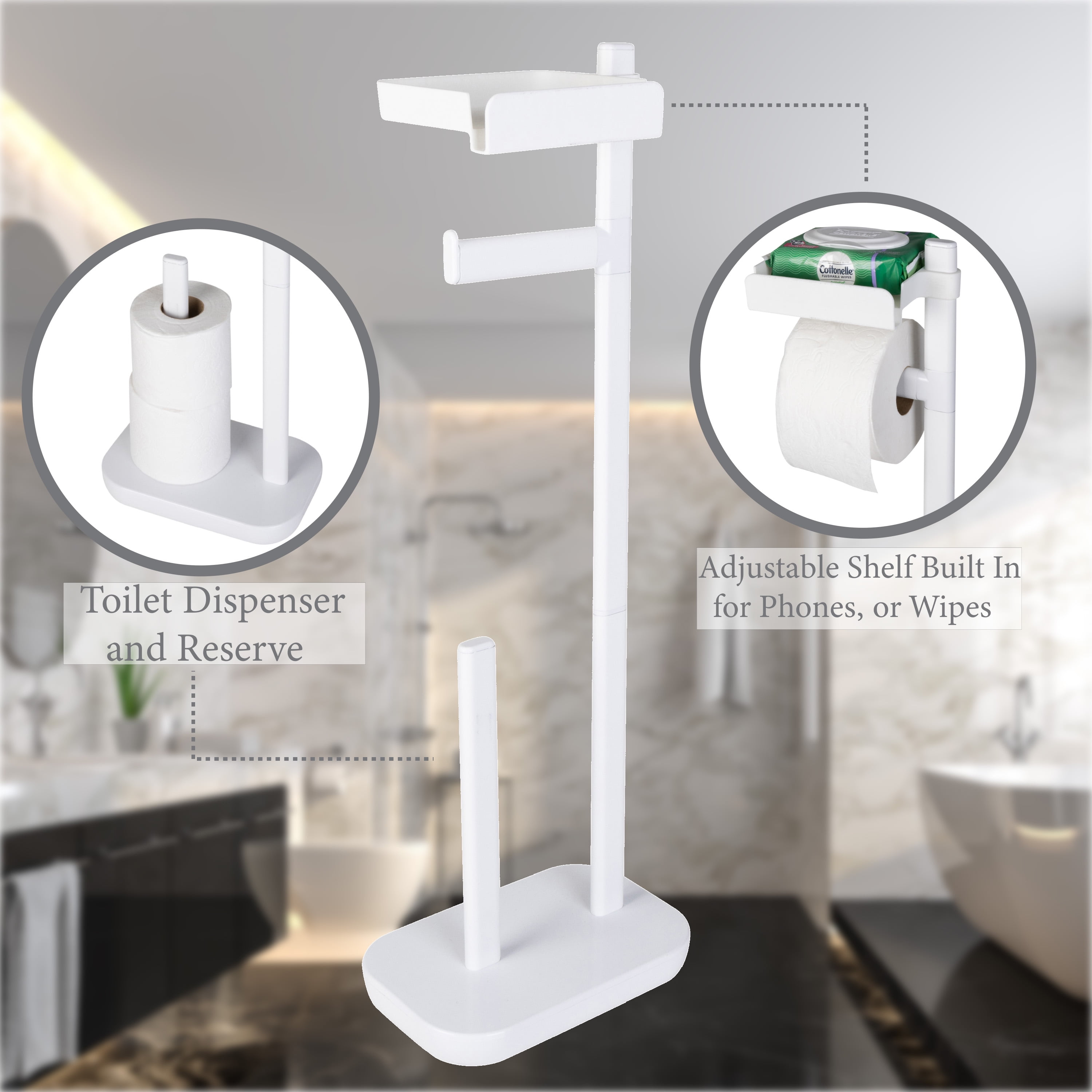 Bath Bliss 3 in 1 Toilet Paper Dispenser in White