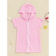 thumbnail image 2 of Bslissey Toddler Kids Girls Swim Cover Up Solid Color Short Sleeve Zipper Hooded Bathrobe Little Girls Casual Summer Bathing Suit Beach Cover-up 1T 2T 3T 4T 5T 6T 7T 8T, 2 of 9